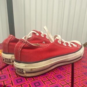 Converse Red Canvas Sneakers with White Accents